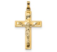 14k Two tone Polished INRI Crucifix Pendant