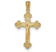 14k Gold Polished INRI Medium Crucifix Pendant