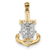 14k w Rhodium Polished Mariners Crucifix Pendant