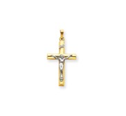 14k Two tone INRI Hollow Crucifix Pendant