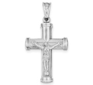 Sterling Silver Rhodium plated Latin Crucifix Pendant