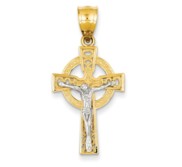 14k Two tone Iona Crucifix Pendant