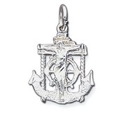 Sterling Silver Gold Mariner s Cross Pendant w  Cubic Zirconias