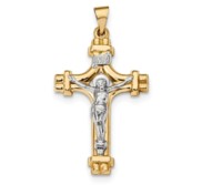 14k Two tone Polished INRI Crucifix Pendant