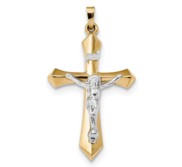 14k Two tone Polished INRI Crucifix Pendant