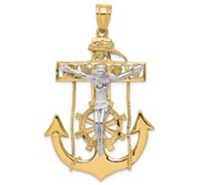 14k Two tone Mariner  s Crucifix Pendant