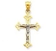 14K Two Tone Gold Crucifix Pendant