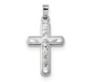 14k White Gold Polished and Satin INRI Crucifix Pendant