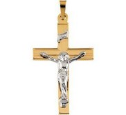 14K Two Tone Gold CRUCIFIX PENDANT