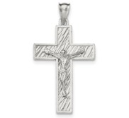 Sterling Silver Polished Large Box Cross Crucifix Pendant