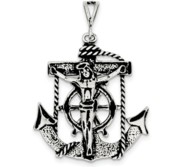 Sterling Silver Antiqued Mariner Crucifix Charm