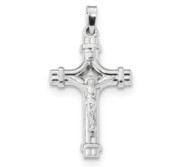 14k White Gold Polished INRI Crucifix Pendant