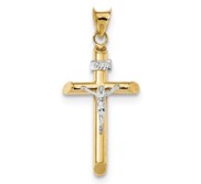 14k Two Tone Polished Jesus Crucifix Pendant