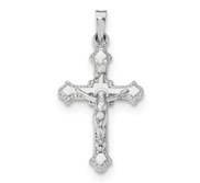 14k White Gold Polished INRI Crucifix Pendant