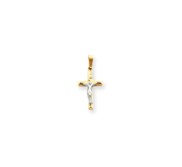 14k Two tone INRI Hollow Crucifix Pendant