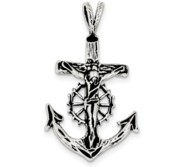 Sterling Silver Antiqued Mariner Crucifix Charm