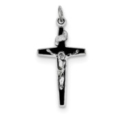 Sterling Silver Rhodium plated Enameled Crucifix Charm