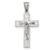 Sterling Silver Polished Box Cross Crucifix Pendant