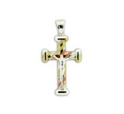 Sterling Silver Tri color Crucifix Cross Pendant