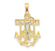 14k Two tone Mariner  s Crucifix Pendant