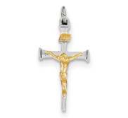 Sterling Silver Rhodium plated   18k Gold plated Crucifix Charm