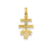 14k Two tone Cara Vaca Crucifix Pendant