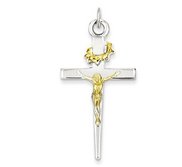 Sterling Silver   18k Gold  plated Crucifix Pendant