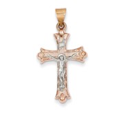 14k Two tone Hollow Crucifix Pendant