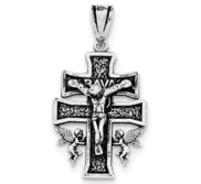 Sterling Silver Antiqued Mini Caravaca Crucifix Pendant