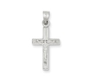 14k White Gold Hollow Crucifix Pendant