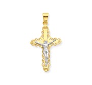 10k   Rhodium Filigree Crucifix Pendant