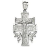 Sterling Silver Polished Large Caravaca INRI Crucifix Cross Pendant