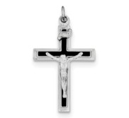 Sterling Silver Rhodium plated Enameled Crucifix Pendant