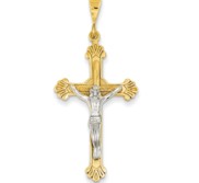 14k Two tone Crucifix Pendant