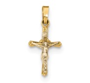 14k Two tone Polished INRI Crucifix Pendant