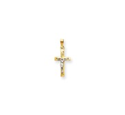 14k Two tone INRI Hollow Crucifix Pendant