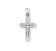 14k White Gold Reversible Crucifix  Cross Pendant