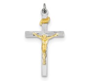 Sterling Silver Rhodium plated   Vermeil INRI Crucifix Charm