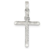 Sterling Silver Polished and Textured INRI Cross Pendant