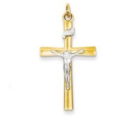 Sterling Silver   18k Gold  plated Crucifix Pendant