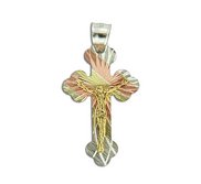 Sterling Silver Tri color Crucifix Cross Pendant