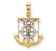 14K Tri Color Gold Mariner s Cross Pendant