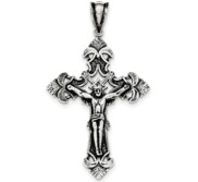 Sterling Silver Antiqued INRI Crucifix Pendant