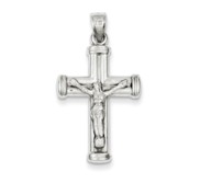 14k White Gold Reversible Crucifix  Cross Pendant