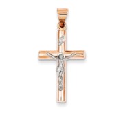 14k Two tone Gold Hollow Crucifix Pendant