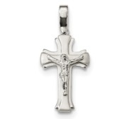 Sterling Silver Satin   Polished Crucifix Pendant