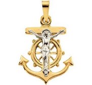 TWO TONE MARINER S CROSS PENDANT