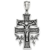 Sterling Silver Antiqued Large Caravaca INRI Crucifix Cross Pendant