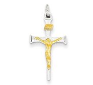 Sterling Silver   18k Gold  plated Crucifix Charm