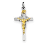 Sterling Silver Rhodium plated   Vermeil INRI Crucifix Charm